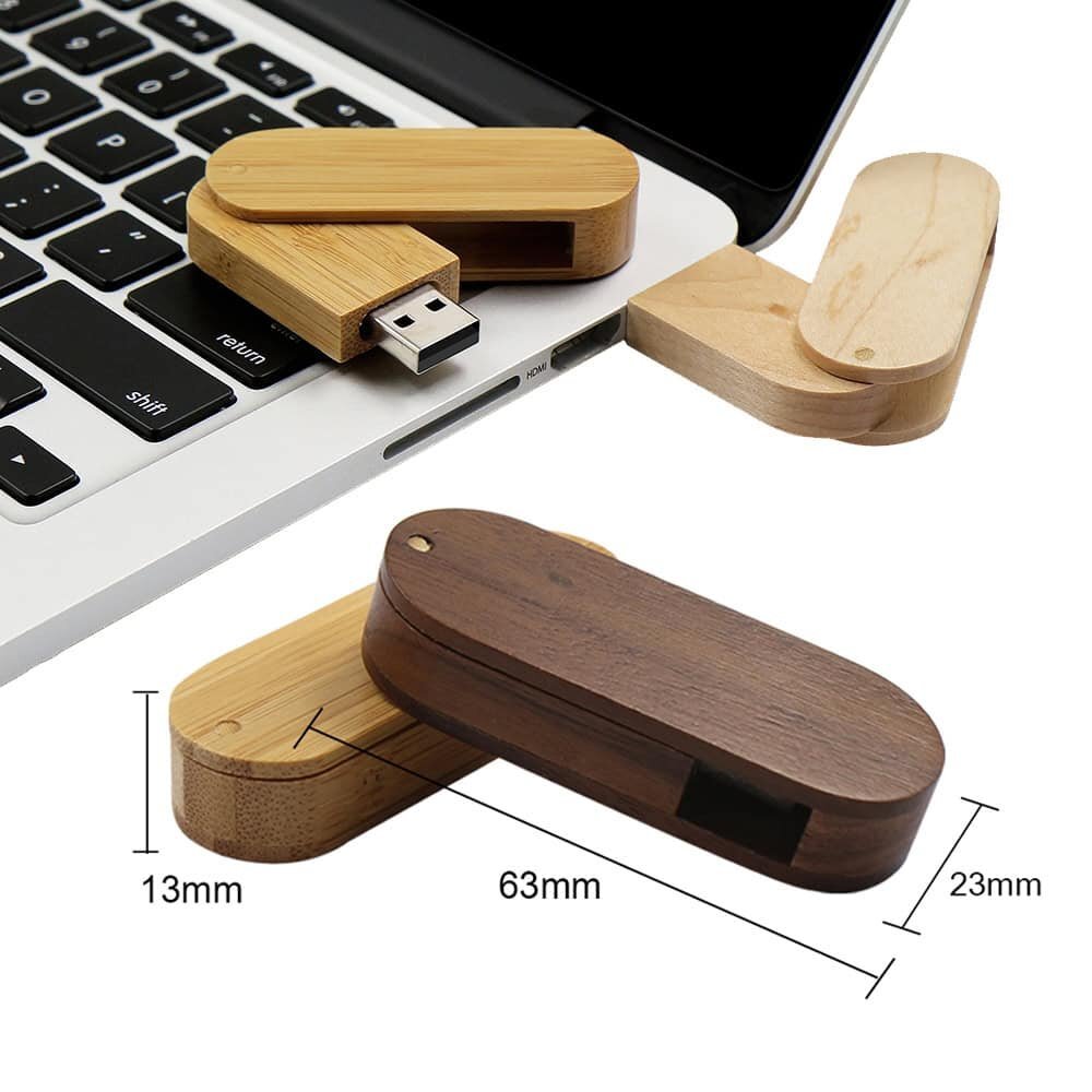 low price Swivel custom wooden usb flash drive