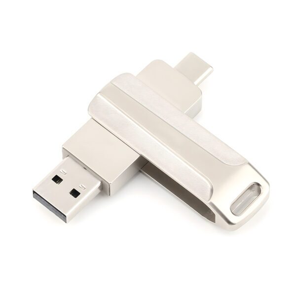 silver-New rotating USB-C USB flash drive for phone