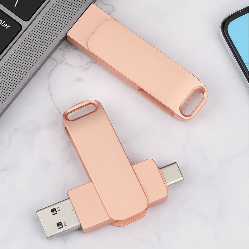 Rose Gold Type c Cell Phone USB Flash Drive Computer Dual Use 64g128g256g