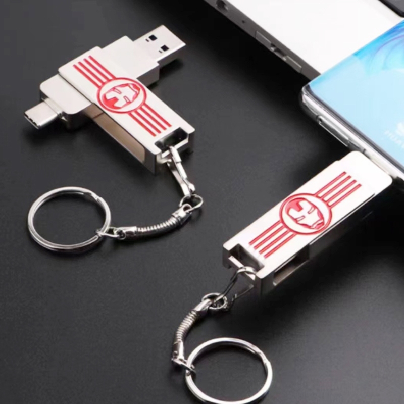 zinc alloy rotating metal usb type c flash drive-custom-logo