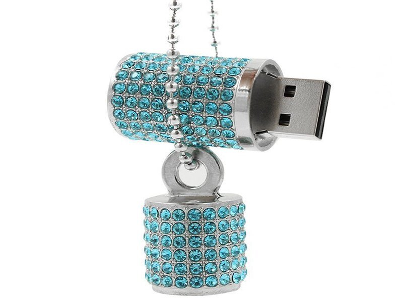 Luxus-Schmuck USB-Flash-Laufwerk in Form eines Lippenstifts USB2.0 Thumb Pen Drive mit Halskette -Grün