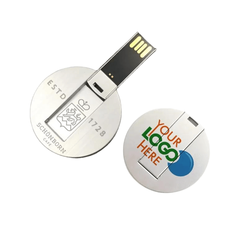 Round Card Shaped Metal USB Drives
