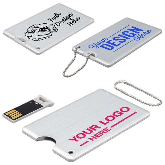 Single-Color Silk-Screen Printed Logo aluminium card usb