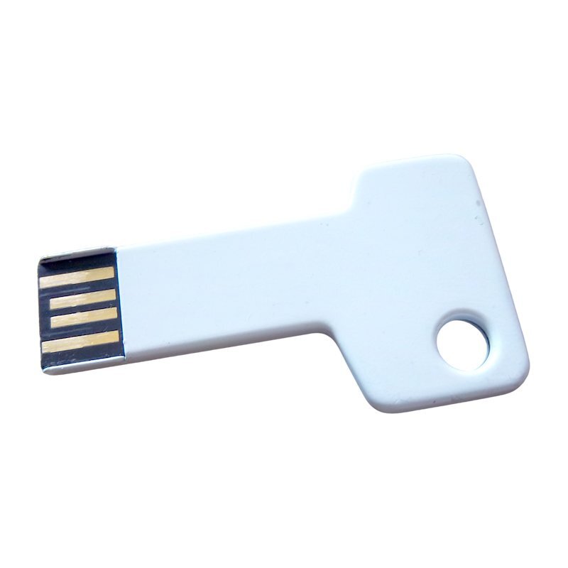 white Rectangular-Head Metal Brushed USB Drive