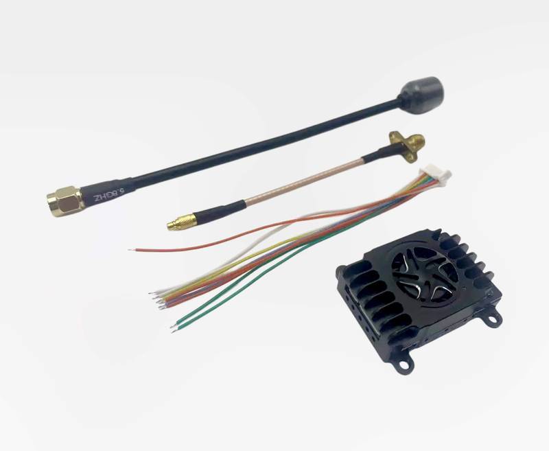 2.5W-5.8G FPV VTX Kit with Antenna, Cable, and Cooling Fan Housing for Drones