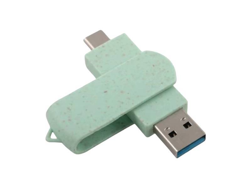 Memoria USB Teléfono Giratoria Verde Degradable