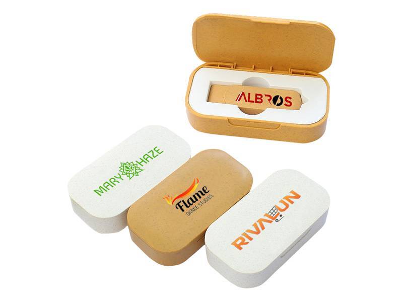 Caja de regalo de fibra de paja con logotipo personalizado