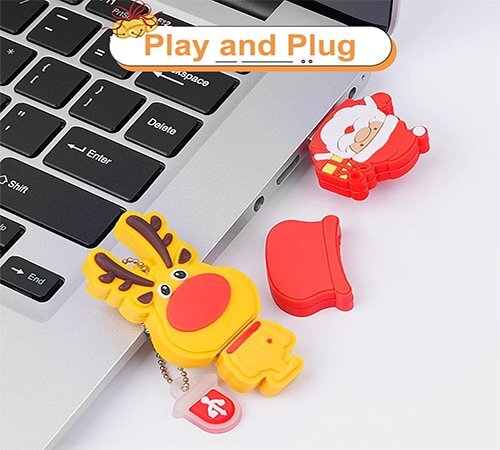 Christmas Santa Claus Shaped 2D Plastic PVC USB Flash Drives for Windows Computer Cheap Christmas Gift
