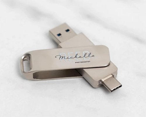 Doppia unità flash in metallo 3.0 USB tipo C