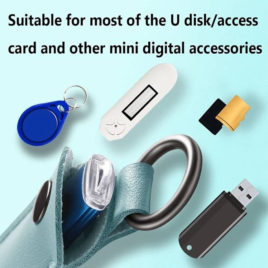 3PCS Leather U Disk Pouch Key Ring Holder USB Flash Drive Storage BagPen Drive Protective Cover Memory Stick Case