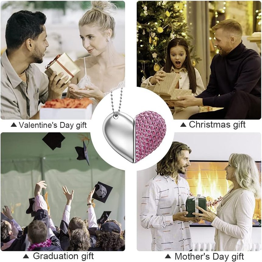 Pendrive USB con Collar de Joyería Corazón de Cristal,Rosa