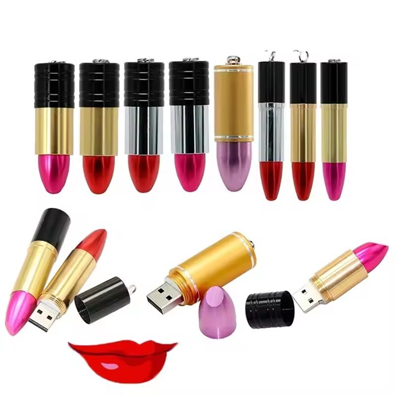 Fun Lipstick USB Flash Drive 2.0 Lady's 1GB to 64GB Memory Stick New Stock Metal Pen