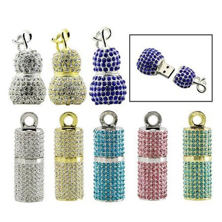 Generic New Bling Diamond Cylindrical Usb Flash Drive Necklace Jewelry Pen Drive 