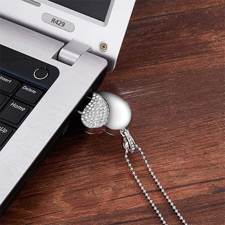 Heart Shape Necklace USB Flash Drive -Jewelry Diamond USB Stick and Crystal USB Drive