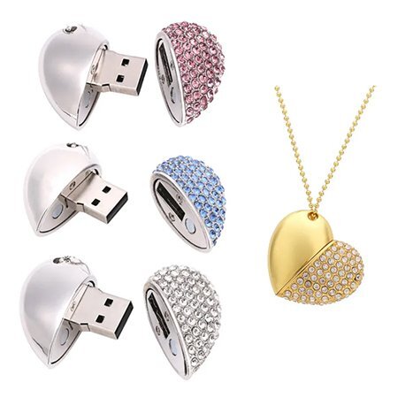 Promotional Jewelry 16GB USB Full Capacity Heart Shaped Metal USB Flash Drive