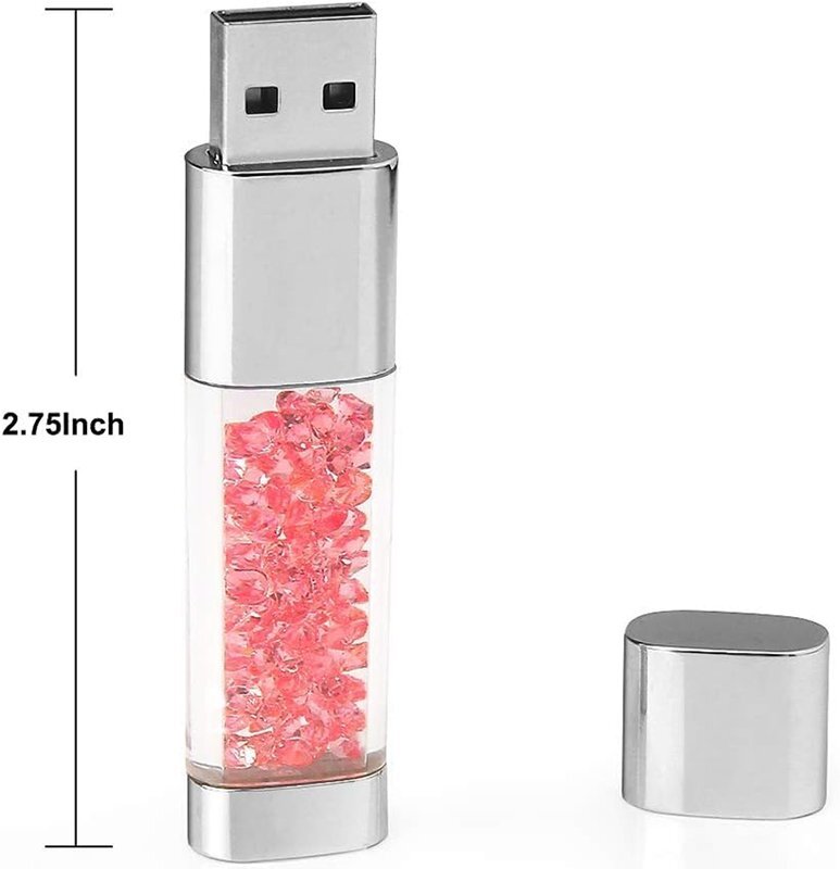 USB Flash Drive 32GB, BorlterClamp Cute Pink Crystal Thumb Drive NoveltyPen Drive Memory Stick