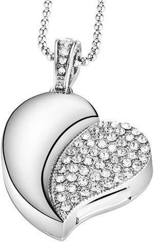 USB 2.0 Flash Drive Crystal Heart Shape Stick Pendant USB Memory Stick