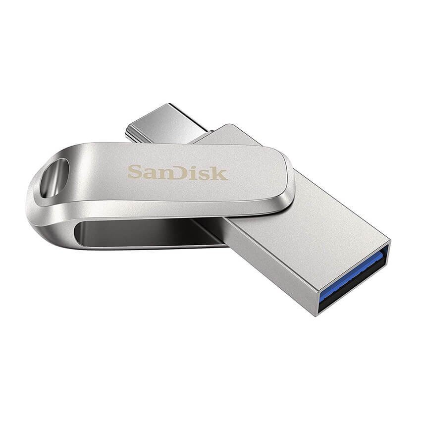 Silver SanDisk Ultra Dual Drive Luxe USB Type-C Flash Drive