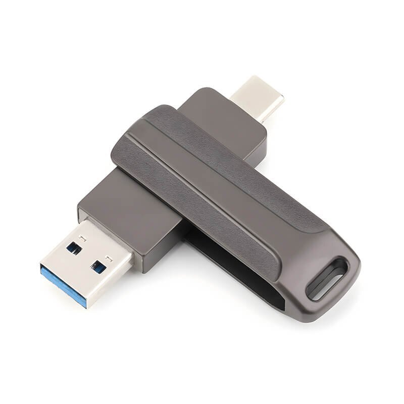 gunmetal-New rotating USB-C USB flash drive for phone
