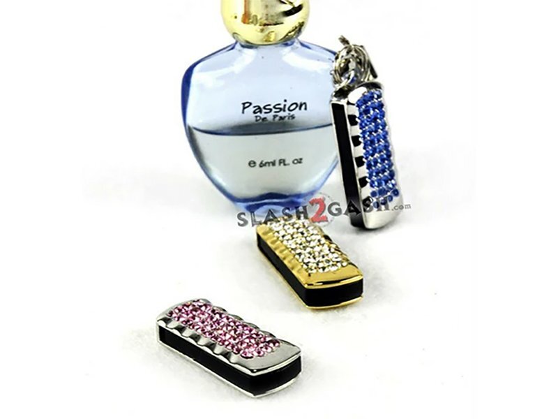 FASHION MINI LLAVERO DE CRISTAL JOYA USB FLASH MEMORY DRIVE - AZUL
