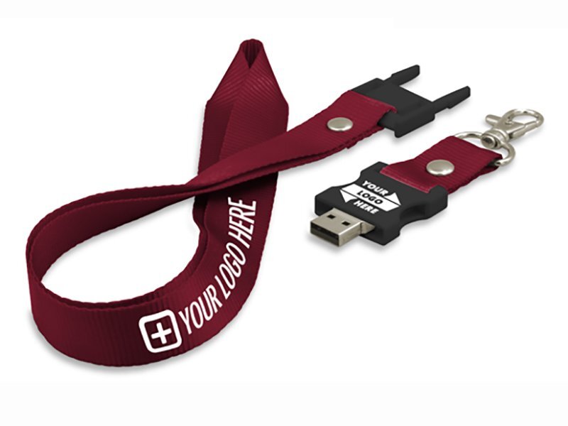 Memoria USB con cordón promocional con su logotipo