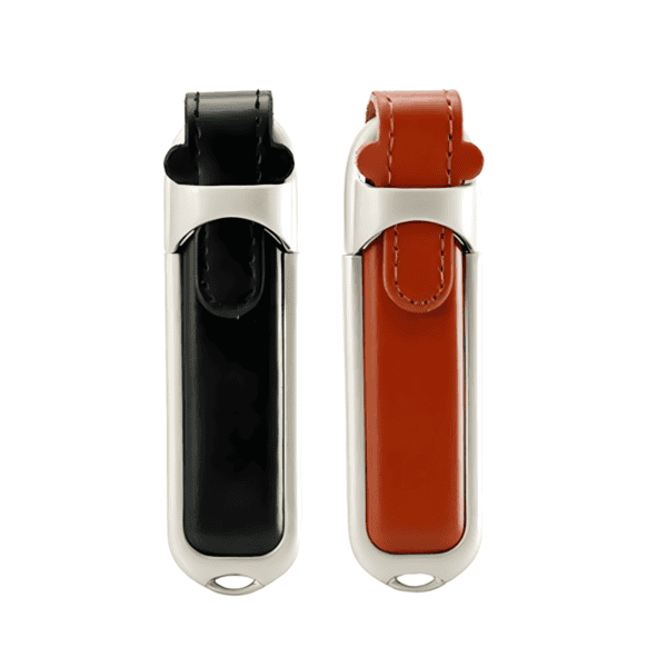 Cheapest Steel Edge Leather Case USB Flash Drive - custom leather USB flash drive with logo, made by YOUSAN USB manufacturer