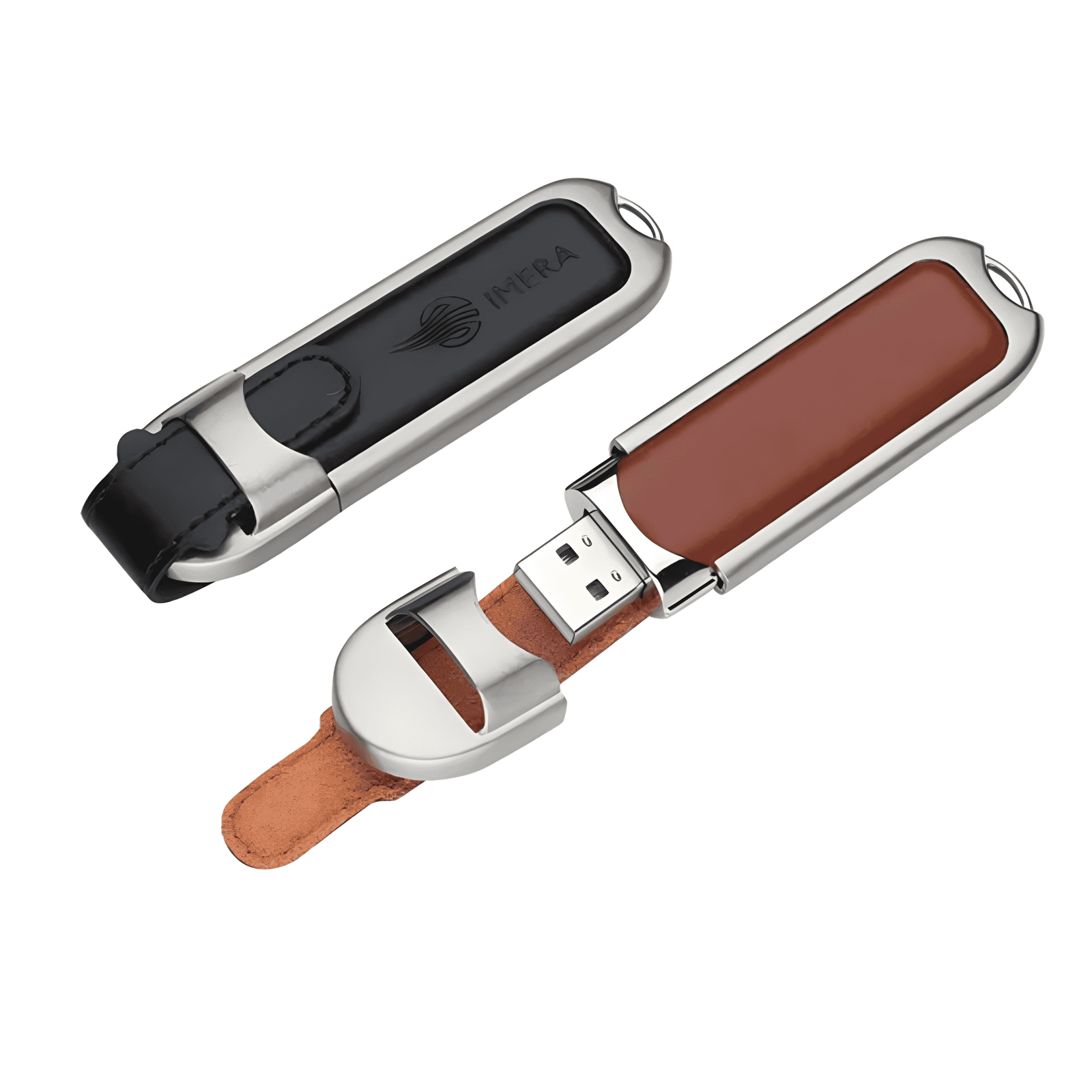 Cheapest Steel Edge Leather Case USB Flash Drive detail view 1 - custom leather USB flash drive by YOUSAN