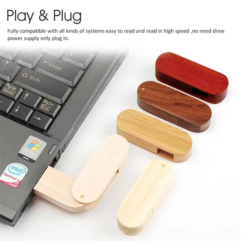 Wooden Swivel Design USB Flash Drives detail view 2 - custom wooden USB flash drive by YOUSAN