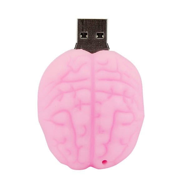 Brain shaped custom PVC USB flash drive with anatomically detailed brain with cerebral cortex folds and hemisphere split - promotional USB drive by YOUSAN USB manufacturer