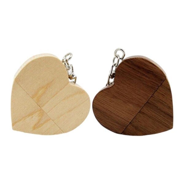 Heart Shaped Wood Flash Drive USB with Gift Box - custom wooden USB flash drive with logo, made by YOUSAN USB manufacturer