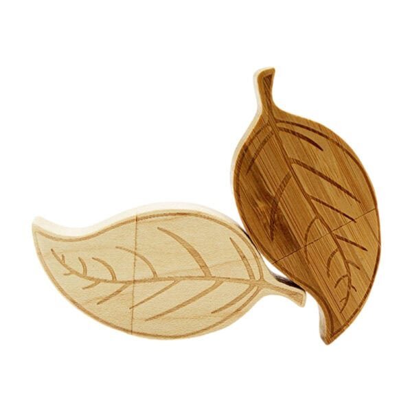 Tree Leaves Shaped Wood USB Flash Drive USB - custom wooden USB flash drive with logo, made by YOUSAN USB manufacturer