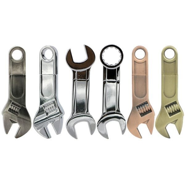 Metal Wrench Shape USB Flash Drive - custom metal USB flash drive with logo, made by YOUSAN USB manufacturer