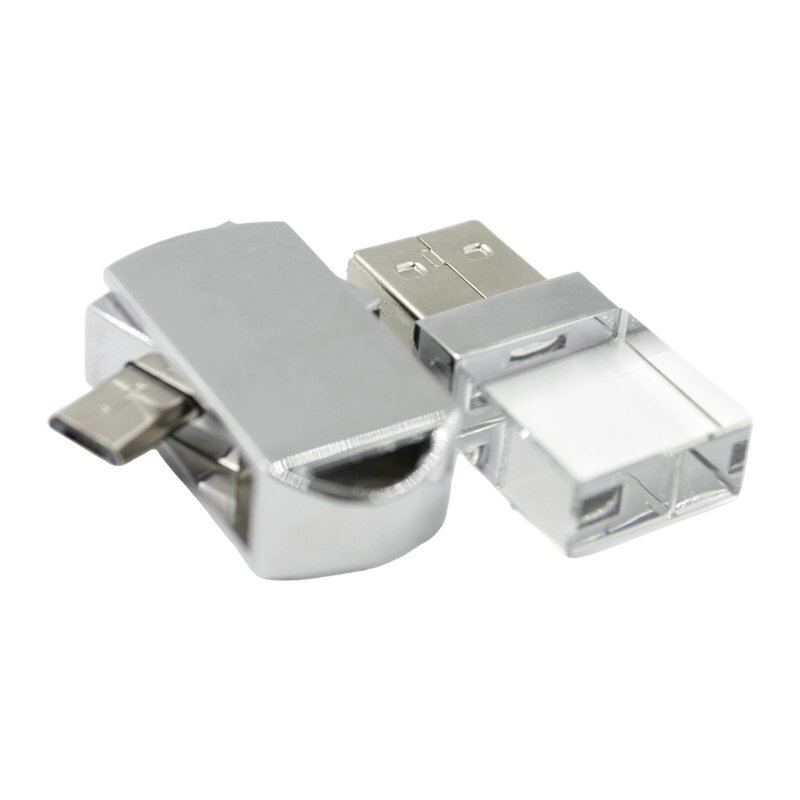 Mini Rotating OTG LED Crystal USB Flash Drive - custom crystal LED USB flash drive with logo, made by YOUSAN USB manufacturer