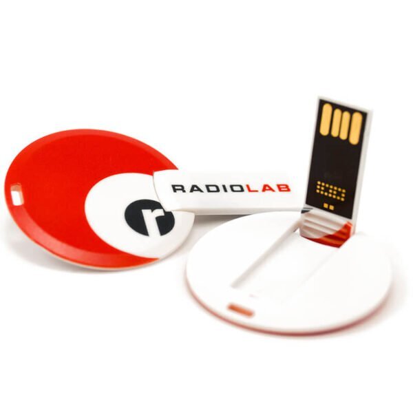 Round Card Flip USB Flash Drive - custom card USB flash drive with logo, made by YOUSAN USB manufacturer