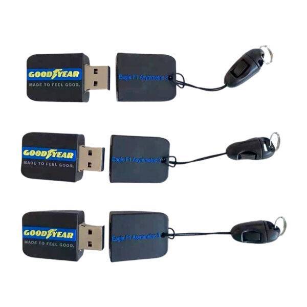 Car Tire USB flash drive detail view 3 - car tire with realistic tread pattern and Goodyear logo embossing - YOUSAN custom USB drive