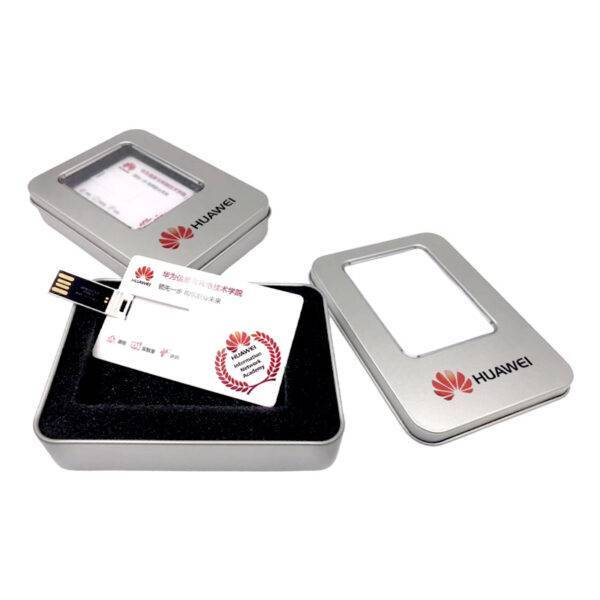 Custom gift card USB flash drive - slim gift card USB drive with HUAWEI logo full-color UV print - B2B case study by YOUSAN USB manufacturer