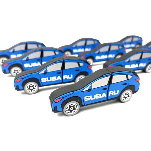 Custom car USB flash drive - custom open-mold sports car with detailed body, wheels and SUBA RU logo - B2B case study by YOUSAN USB manufacturer
