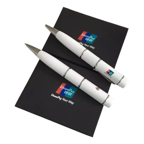 Custom usb pen USB flash drive - metal pen with hidden USB connector and UNIONPAY logo laser engraving - B2B case study by YOUSAN USB manufacturer