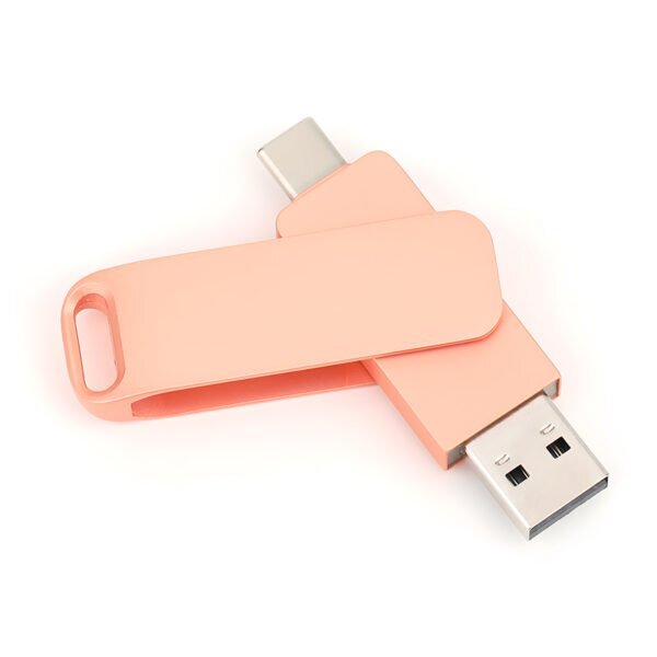 Rose Gold USB-C Flash Drives Computer Dual Use - custom swivel USB flash drive with logo, made by YOUSAN USB manufacturer
