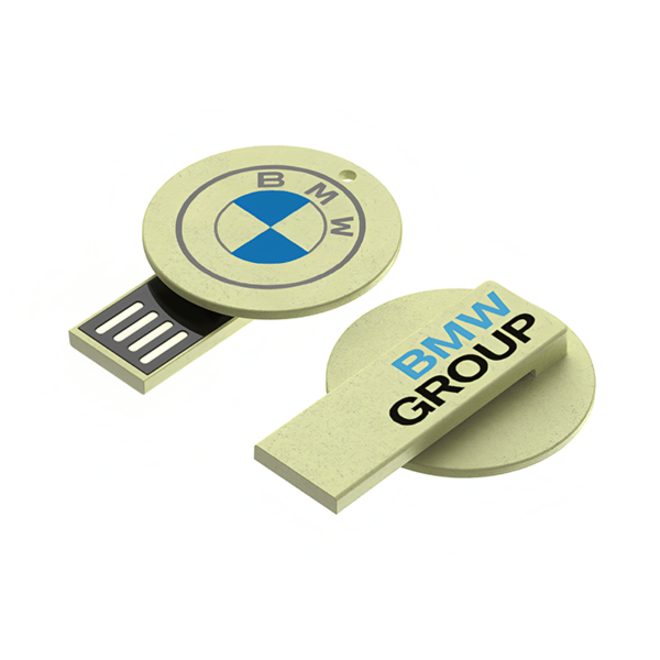 Flip Mini Round Card USB Flash Drive with Logo - custom card USB flash drive with logo, made by YOUSAN USB manufacturer