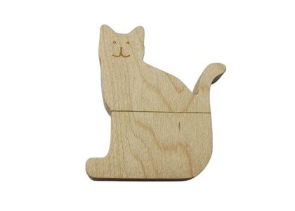 Cat Wooden USB Flash Drive