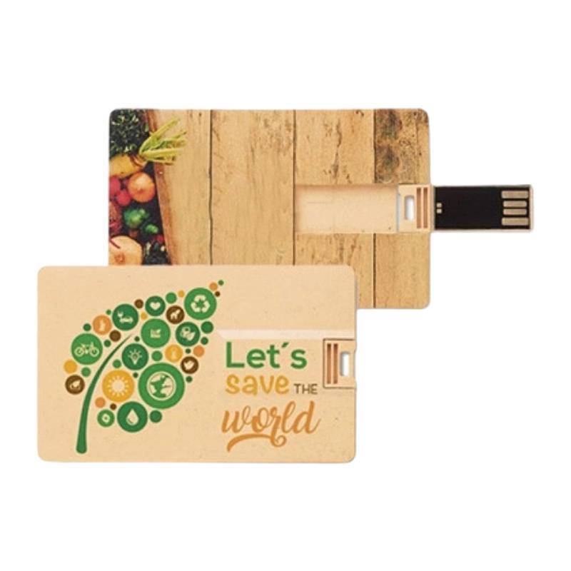 Eco Card USB flash drive detail view 3 - slim eco USB card with juice brand logo print and green color scheme - YOUSAN custom USB drive