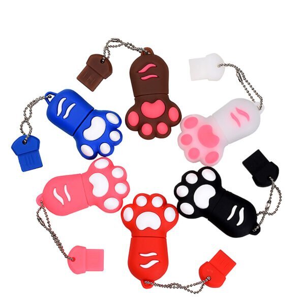 Cat Paw shaped custom PVC USB flash drive with cat paw with pink pads, toe beans and soft fur texture - promotional USB drive by YOUSAN USB manufacturer