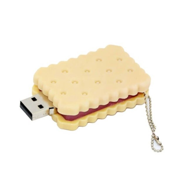 Cookie shaped custom PVC USB flash drive with round cookie with chocolate chip pattern and golden brown texture - promotional USB drive by YOUSAN USB manufacturer