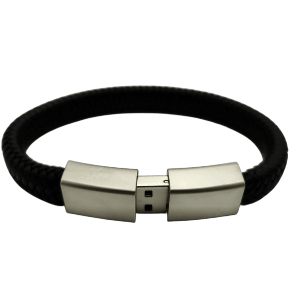 Metal and PU Leather Braided Rope Wristband USB Drive - custom wristband USB flash drive with logo, made by YOUSAN USB manufacturer