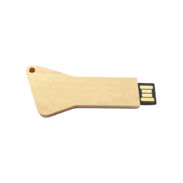 Triangular Wooden Key USB Drive detail view 1 - custom key-shaped USB flash drive by YOUSAN