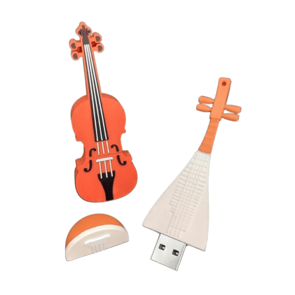 Guitar shaped custom PVC USB flash drive with electric guitar full-body with strings and frets detail - promotional USB drive by YOUSAN USB manufacturer
