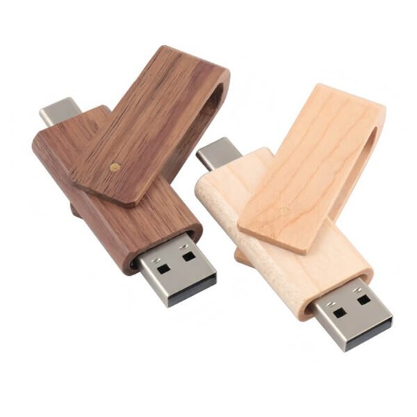 Wooden Rotating USB Flash Drive - custom OTG USB flash drive with logo, made by YOUSAN USB manufacturer