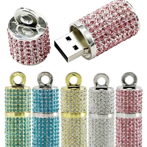 Custom Lipstick Crystal USB Flash Drive - custom crystal LED USB flash drive with logo, made by YOUSAN USB manufacturer