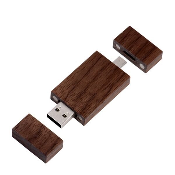 Rectangular Wooden OTG Type-C USB Drive - custom OTG USB flash drive with logo, made by YOUSAN USB manufacturer